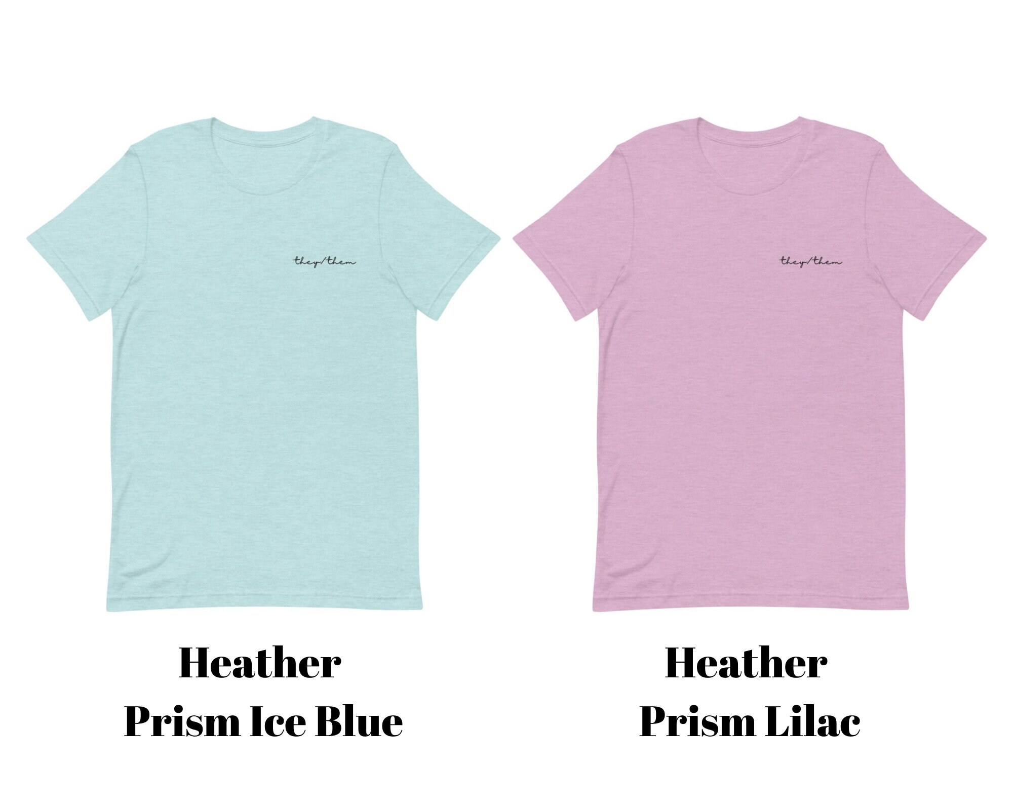 She/they Embroidered Cursive Pronouns Short Sleeve T-shirt - Etsy