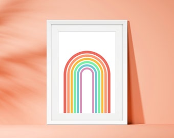 Retro Rainbow Printable | Instant Download Poster Print | LGBTQ+ Rainbow Wall Art