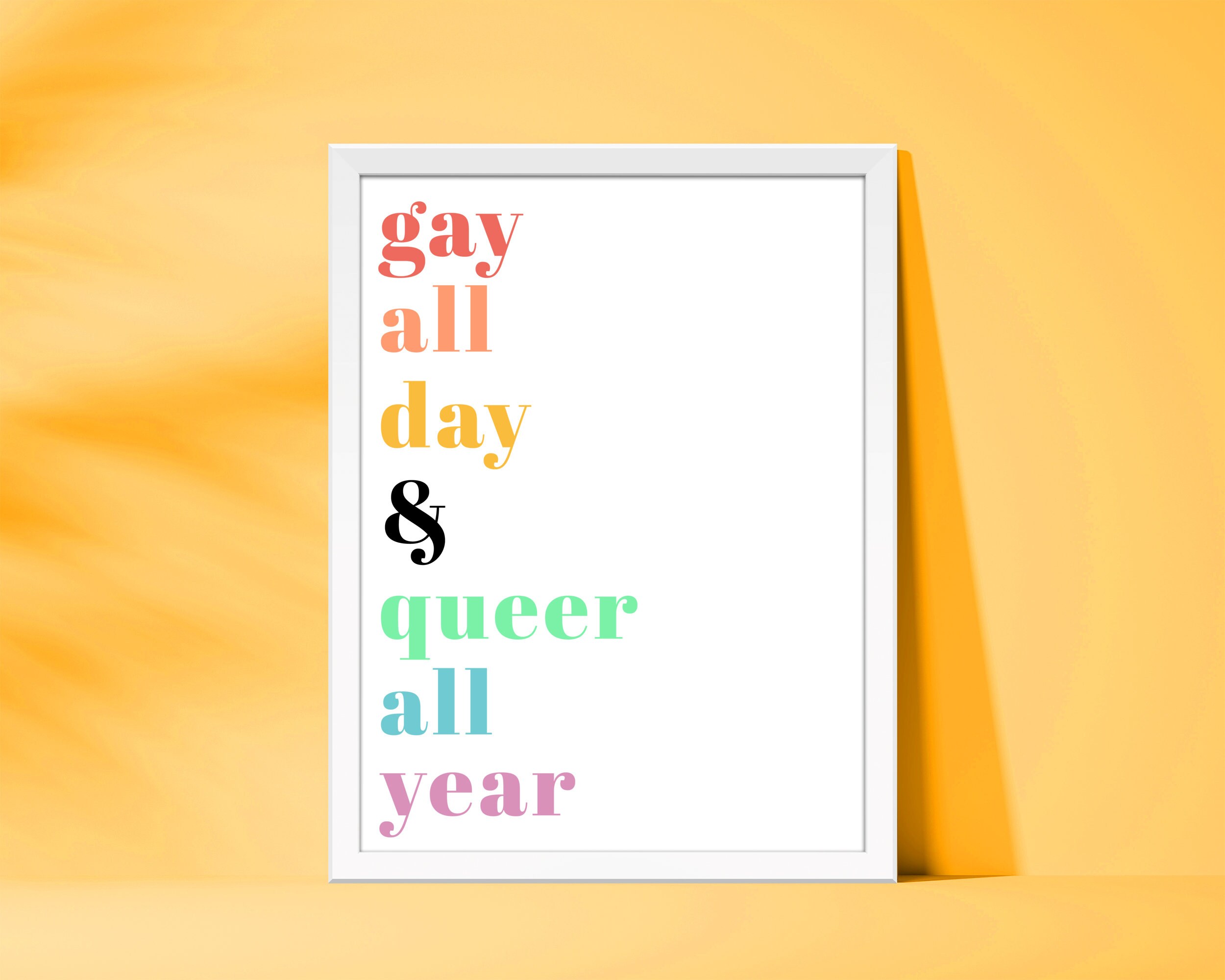 Gay All Day Queer All Year Rainbow Printable LGBTQ Etsy