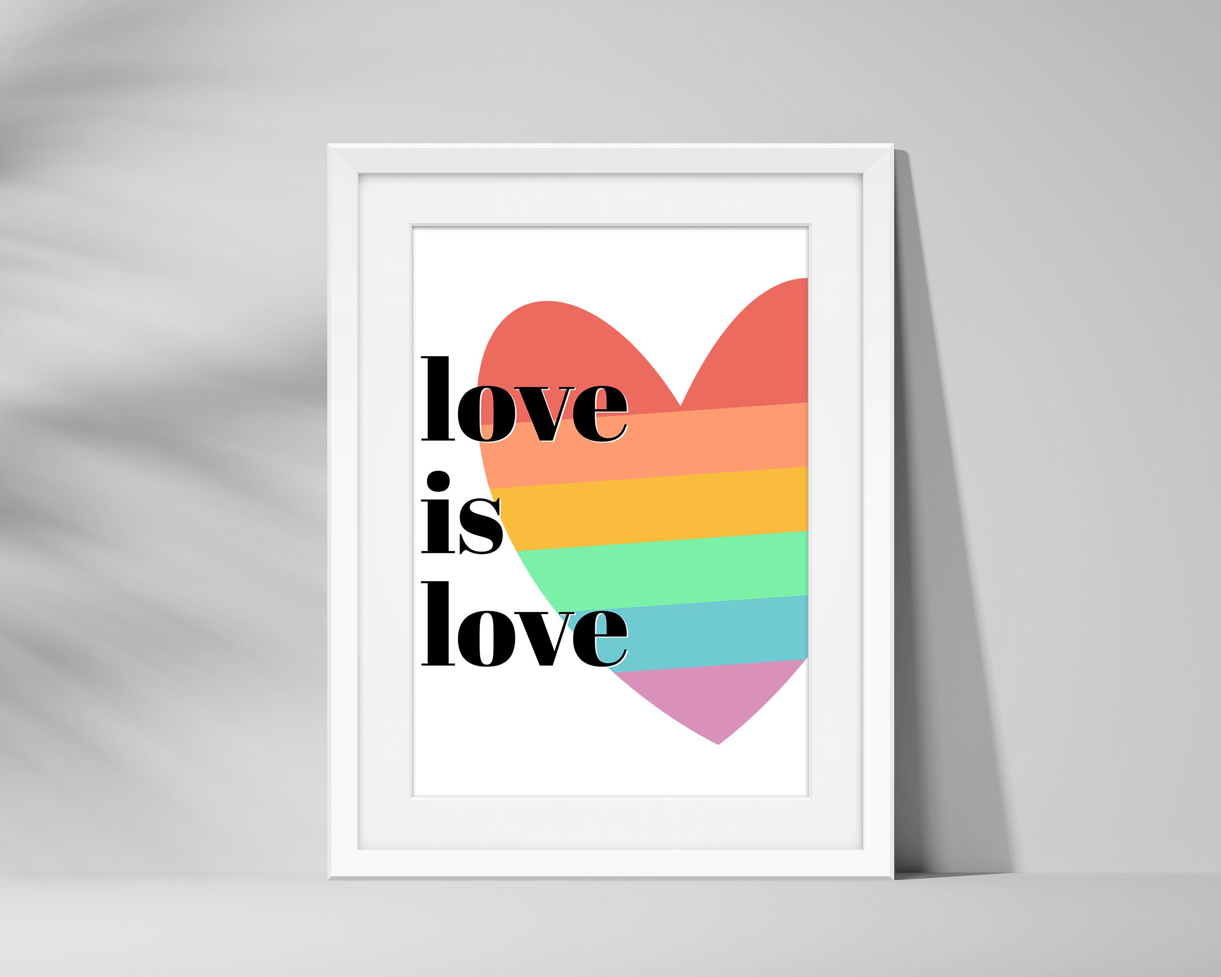 Love is Love Print LGBTQ Rainbow Heart Printable Wall Art - Etsy
