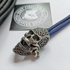 Steel SKULL shackle. Beads for paracord weaving, viking style. viking jewelry, skull symbol.
