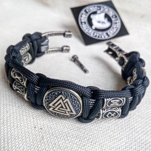 Viking runic bracelet, bracelet with beads . Kit for weaving a paracord bracelet.  DIY gift.  Do it yourself.