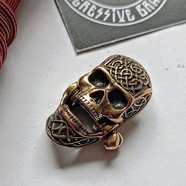 Brass SKULL shackle. Beads for paracord weaving, viking style. viking jewelry, skull symbol.