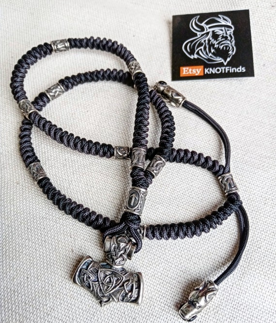 Necklace Set. Runed Beads, Thor's Hammer, Black Paracord 550. Set for  Weaving a Necklace From Paracord. DIY Gift. Do It Yourself. -  Canada