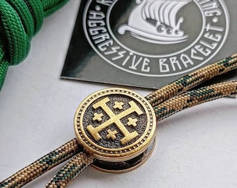 Perlina CROCE DI GERUSALEMME. Perlina in ottone per bracciale. Perline di paracord. Fusione manuale. Amuleto protettivo. Simboli religiosi.