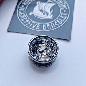 Steel Round Bead JESUS CHRIST . Paracord bracelet. Beads for bracelet. Religious symbols.