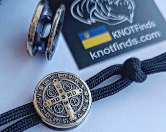 Saint Benedict Cross Brass Bead – Exorcism Medal for Paracord Bracelet | Catholic Protection Talisman | Handcrafted Religious Bead