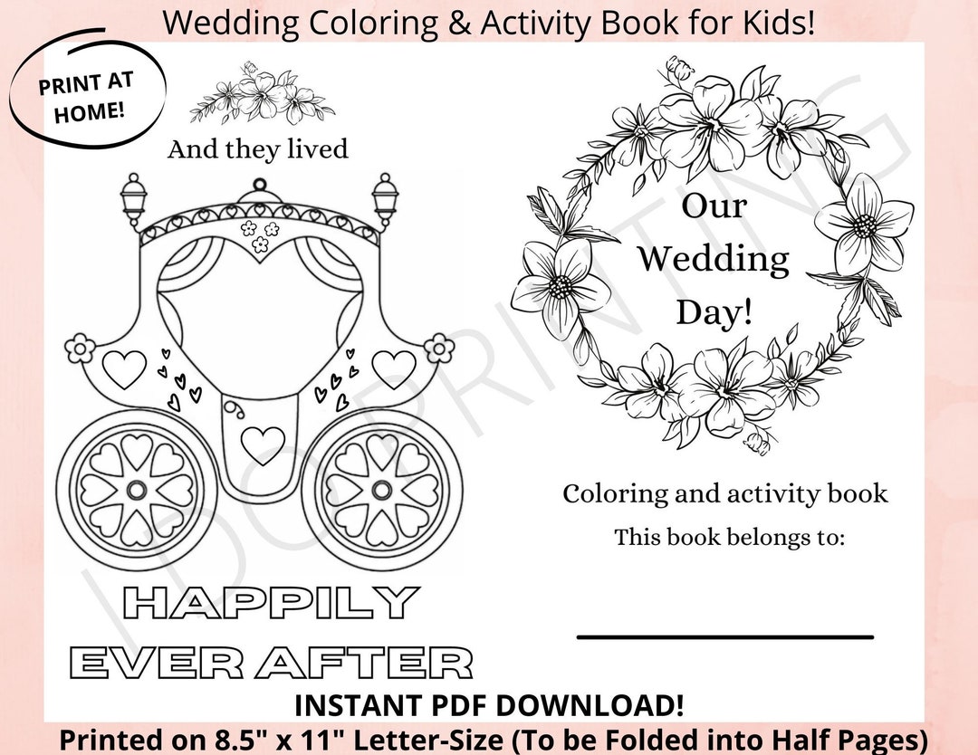 Wedding Coloring Book / Printable Instant Download / Childrens Activity