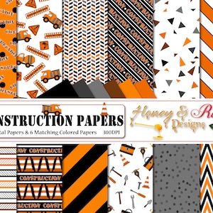 COSTRUZIONE Carte digitali, JPEG di alta qualità 12" x 12", zona di lavoro, strumento, camion, cono, motivo, design, cartello, martello, vite, chevron, chiodo