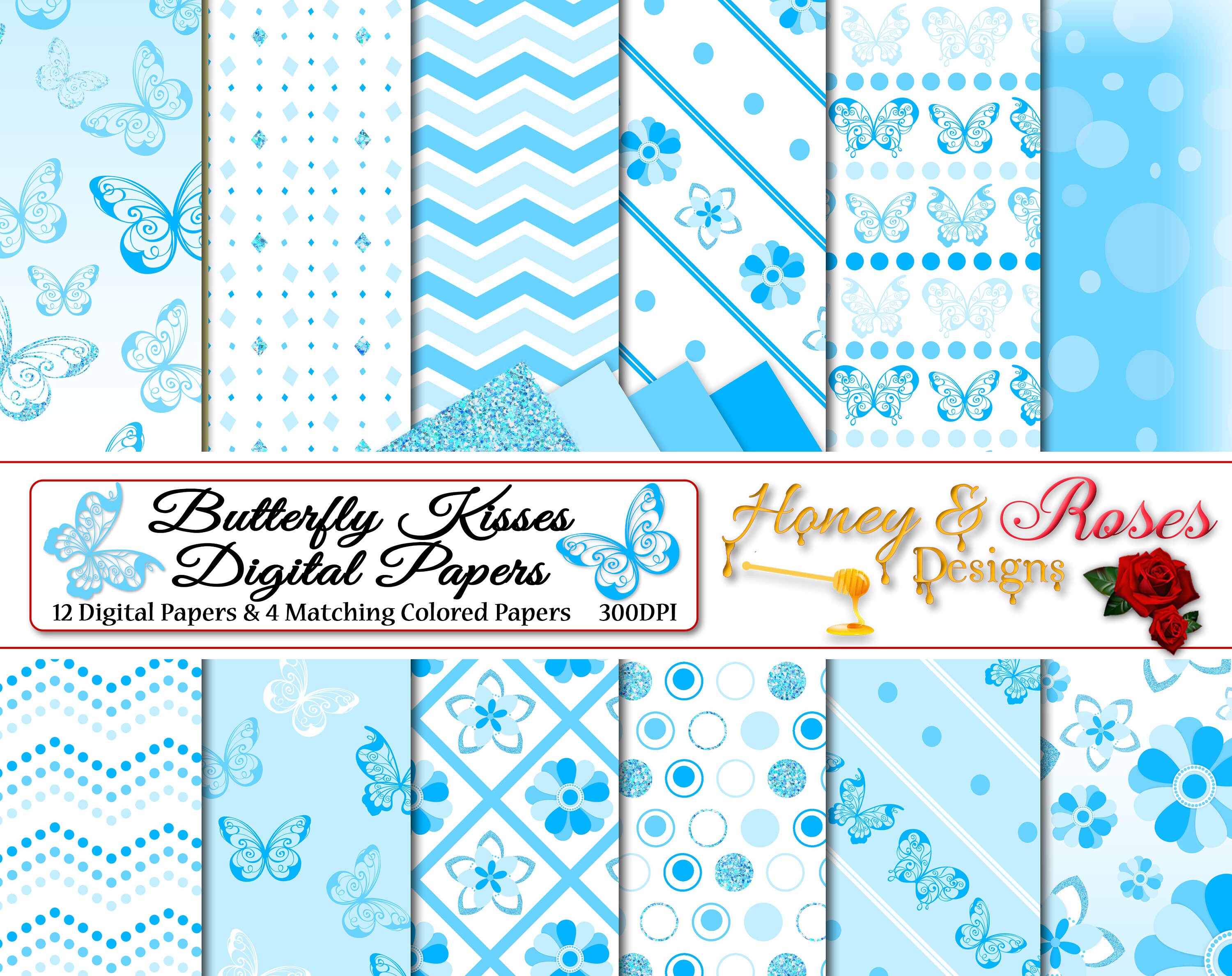 BUTTERFLY KISSES Digital Papers 12 X 12 High - Etsy