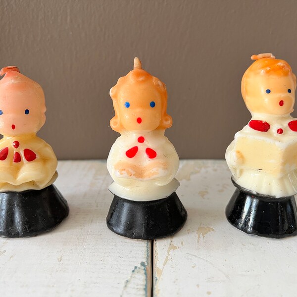 Vintage Gurley Choir Caroller Candles | Christmas Decoration | Kitschy Holiday Decor | Boy Girl and Baby Candles | Gaybrite Gift