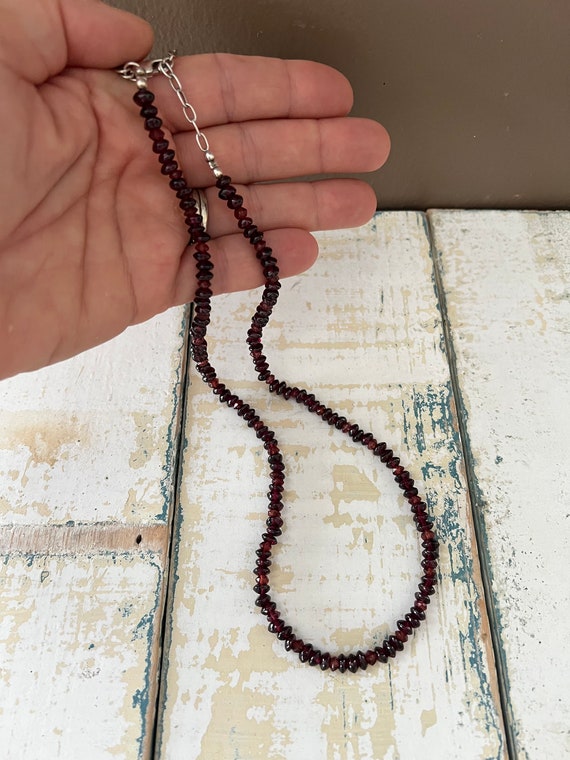 Vintage Red Garnet Small Beaded Necklace Jeweller… - image 7