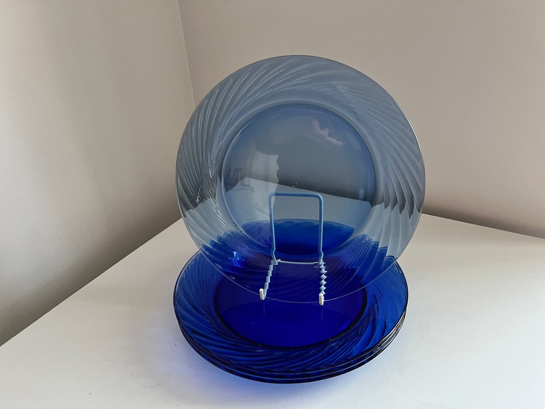 Vintage Luncheon Plate Cobalt Blue Pyrex Glass in FESTIVA Swirl Pattern ...