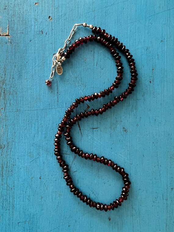 Vintage Red Garnet Small Beaded Necklace Jeweller… - image 5