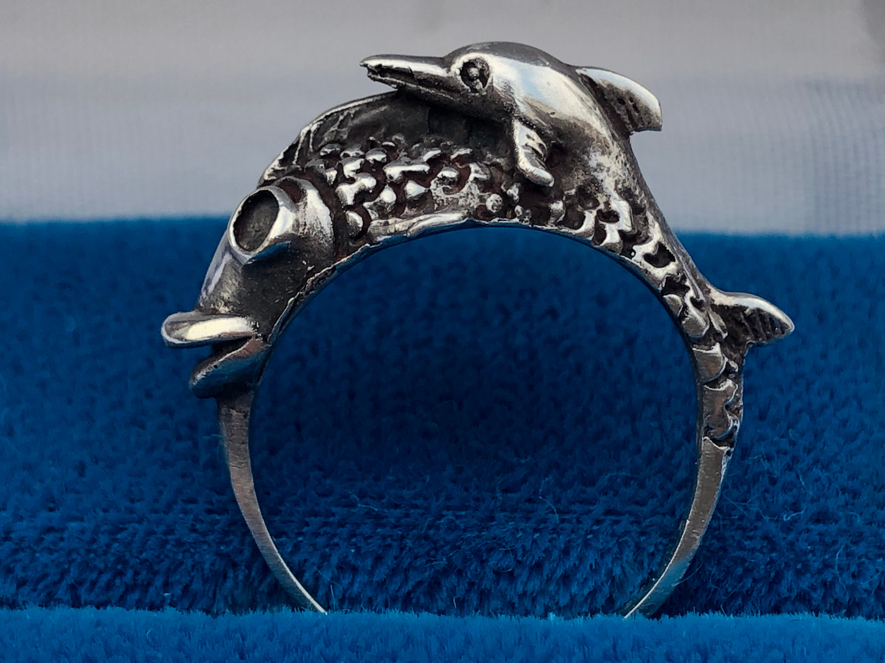 Bague dauphin et koi vintage 925 Bague en argent sterling dauphin