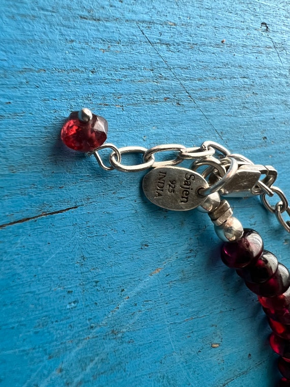 Vintage Red Garnet Small Beaded Necklace Jeweller… - image 4