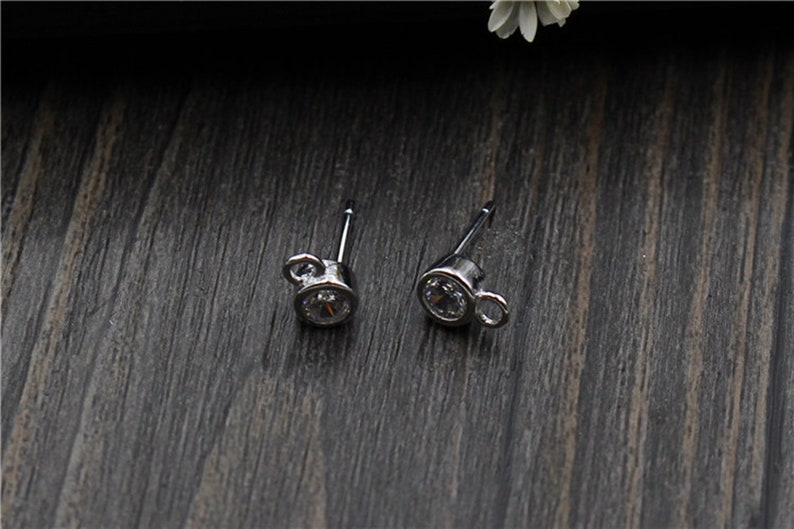 925 Sterling Silver Ear Pin Earrings With Zircon Accessories Earrings Findings Jewelry Making\uff08XA0361\uff09 DIY Earrings With Ring