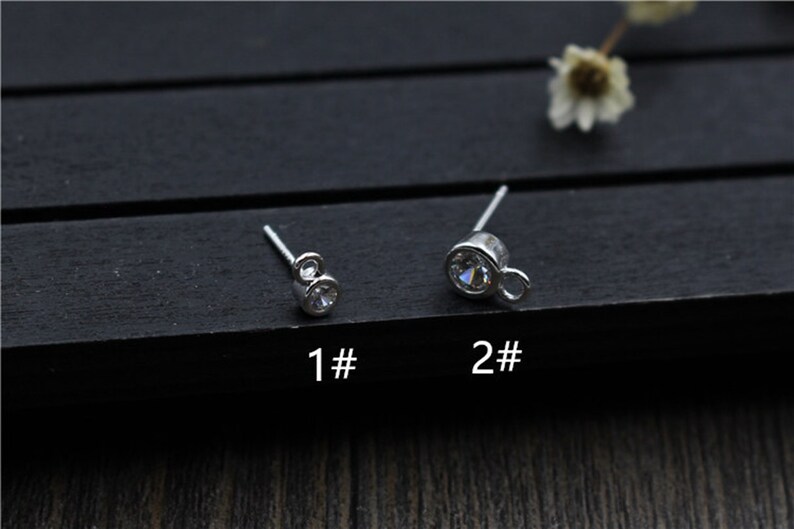 925 Sterling Silver Ear Pin Earrings With Zircon Accessories Earrings Findings Jewelry Making\uff08XA0361\uff09 DIY Earrings With Ring