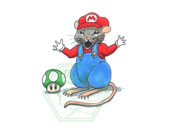 Mario Mouse Print - A5