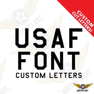 USAF Vinyl Letters - Military Grade | High Quality Personalized Art | WWII US Army Air Force Navy Marines  Vintage Font Stencil Decal