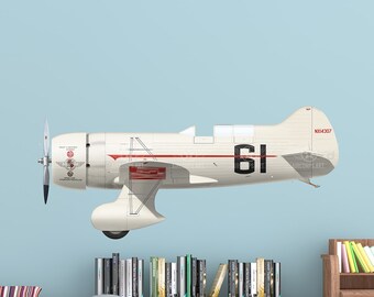 Geebee QED 1938 Bendix Air Race Aircraft Airplane Profile Decal WWII Boys Nursery Room Plane Pilot Gift Print Decor