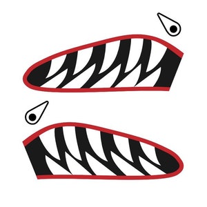 Flying Tigers Shark Mouth Decal - P-40 Warhawk Warbird Nose Art - Multiple Size - High Quality Airplane Stickers