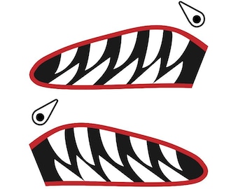 Flying Tigers Shark Mouth Decal - P-40 Warhawk Warbird Nose Art - Multiple Size - High Quality Airplane Stickers