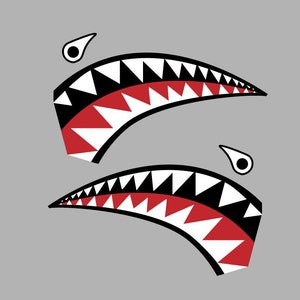 Flying Tigers Shark Mouth Decal - P-40 Warhawk Warbird Nose Art - Multiple Size - High Quality Airplane Stickers