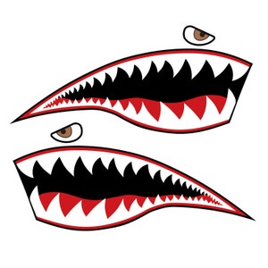 Flying Tigers Shark Mouth Decal P-40 Warhawk Warbird Nose Art Multiple Size High Quality Airplane Stickers image 1