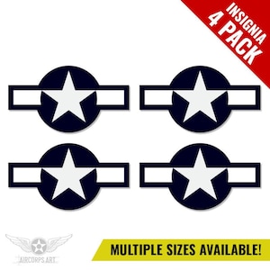 Air Force RC Insignia Sticker Pack  - WWII 1943-1947 US National Insignia Roundel - Radio Control Model Airplane Stickers - 4 Decals