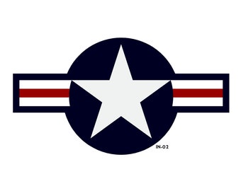 Air Force Aircraft Decal - Insignia USAF Military Star and Bars - Air Force National Insignia Roundel  - Sticker or Paint Mask