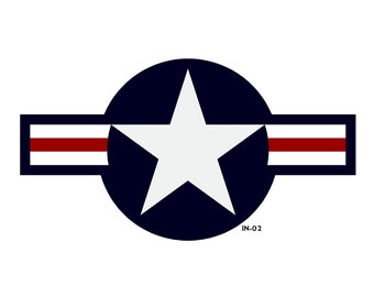 Air Force Flugzeug Aufkleber - Abzeichen USAF Military Star and Bars - Air Force National Insignia Roundel - Aufkleber oder Lack Maske