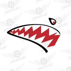 Flying Tigers Shark Mouth Decal - P-40 Warhawk Warbird Nose Art - Multiple Size - High Quality Airplane Stickers