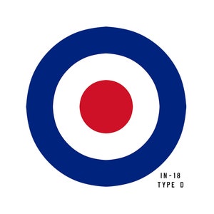 Royal Air Force RAF Insignia | Type D Roundel | RAF British Air Force Airplane Insignia Warbird Decal or Paint Mask