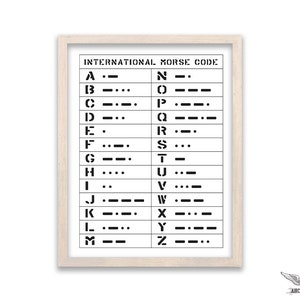 Morse Code Alphabet Print Decor - Vintage Aviation Boys Room Nursery Decor Office Wall Art Decor Art Poster Stencil Style by AirCorps Art