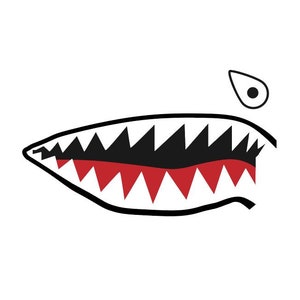 Flying Tigers Shark Mouth Decal - P-40 Warhawk Warbird Nose Art - Multiple Size - High Quality Airplane Stickers