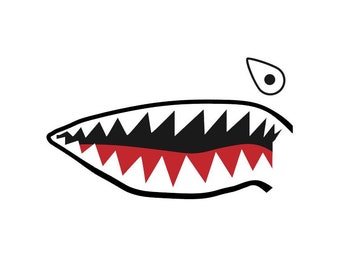 Flying Tigers Shark Mouth Decal - P-40 Warhawk Warbird Nose Art - Multiple Size - High Quality Airplane Stickers