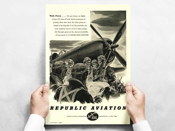 Vintage Military Aircraft WWII Wall Art Airplane Poster | Etsy