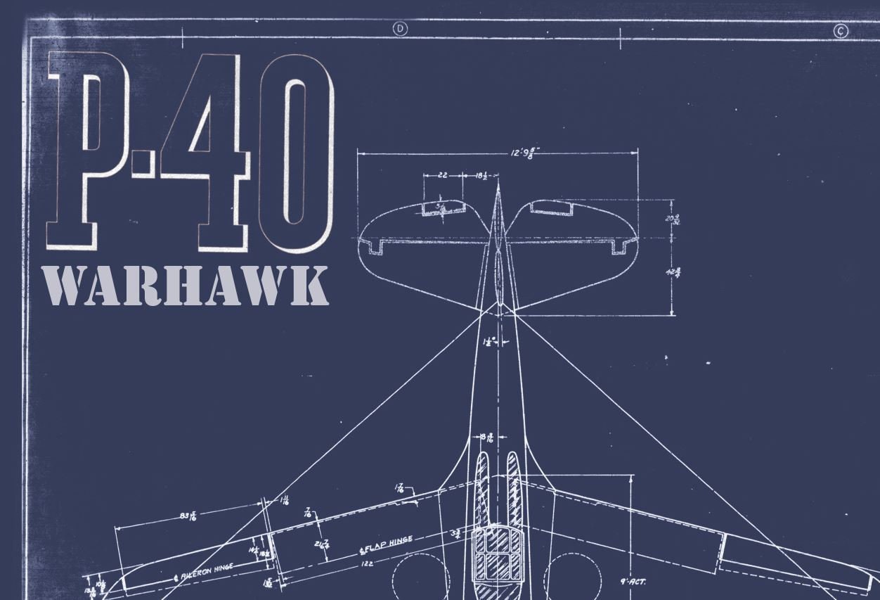 P-40 Warhawk Vintage Plane Blueprint 100% Authentic WWII image