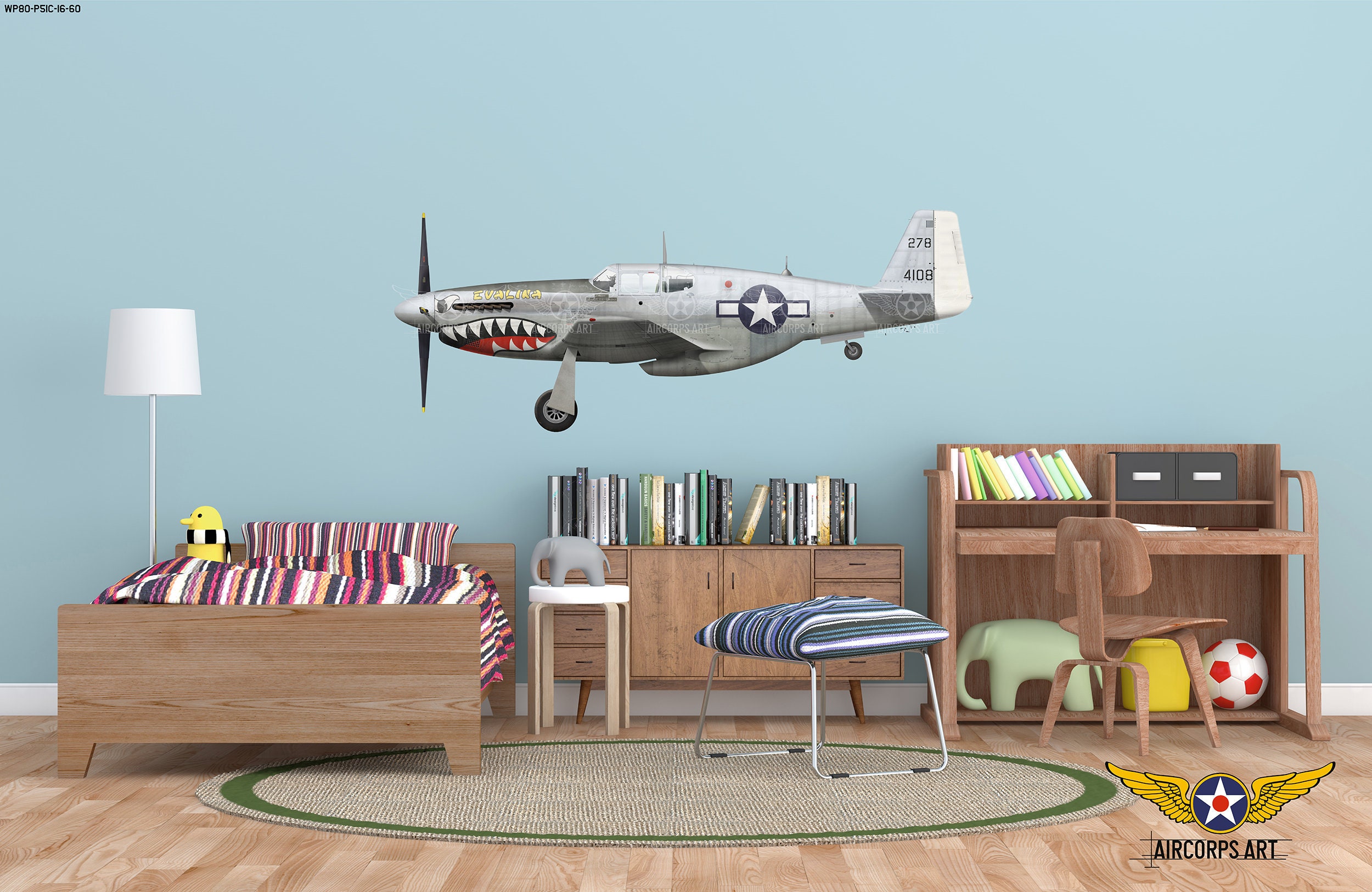 P-51C マスタング「エヴァリーナ」飛行機サメの口のプロフィール