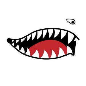Flying Tigers Shark Mouth Decal - P-40 Warhawk Warbird Nose Art - Multiple Size - High Quality Airplane Stickers