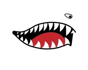 Flying Tigers Shark Mouth Decal - P-40 Warhawk Warbird Nose Art - Multiple Size - High Quality Airplane Stickers