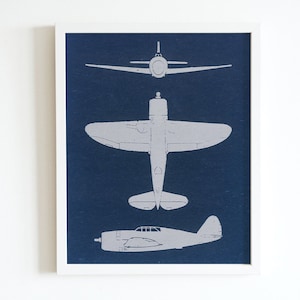 P-47 Airplane Print Decor Download Thunderbolt Art - Aviation Boys Room Nursery Plane Art Office Wall Decor Artwork Poster - Multi-Color