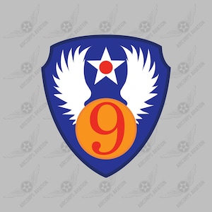 9th Air Force Sticker - USAF Historic WWII Air Force Military Squadron Insignia Emblem Logo Vinyl Window Sticker Decal
