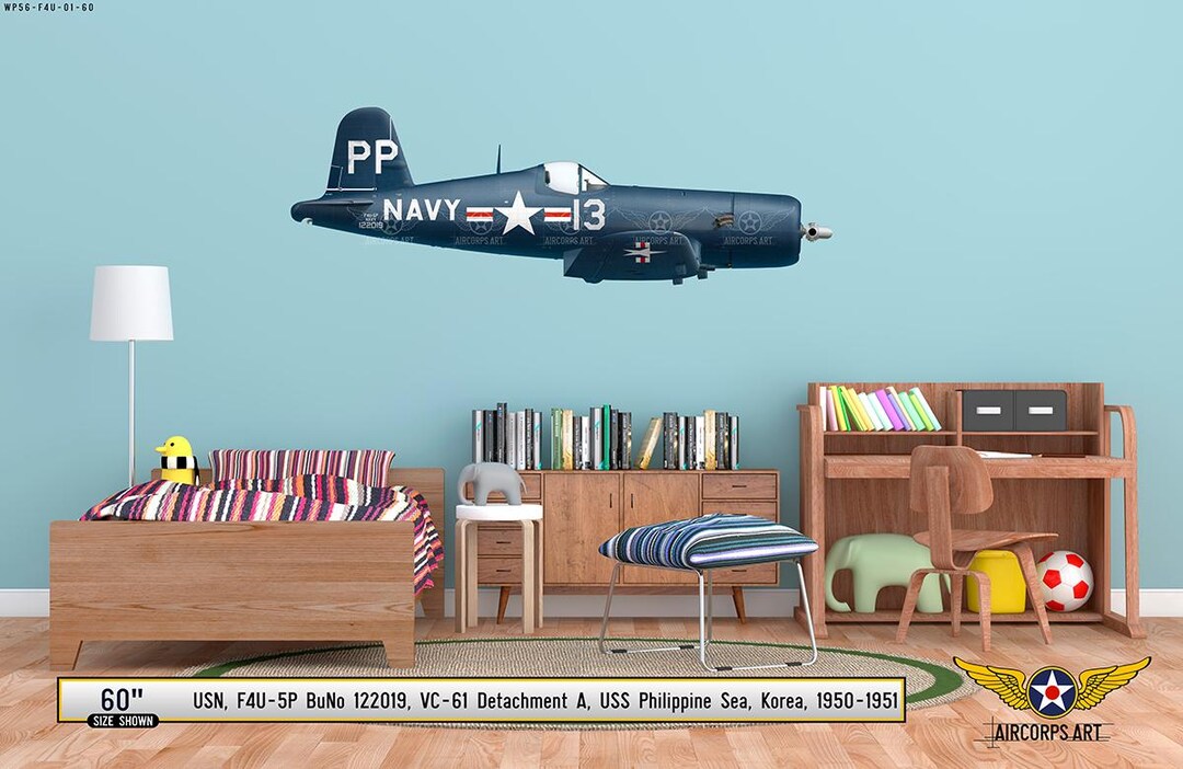 F4U コルセア 飛行機 プロフィール ウォールアート - 海軍 第二次世界