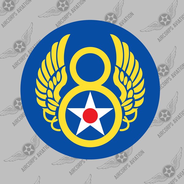 Squadron Sticker - 8th Air Force Historic USAF Historic WWII Air Force Military Insignia Emblem Logo Vinyl Window Sticker Decal