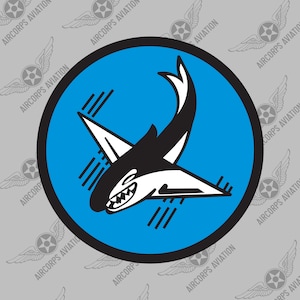 Squadron Sticker - 75th Fighter Squadron &quot;Tiger Sharks&quot; USAF Historic WWII Air Force Military Insignia Emblem Logo Vinyl Window Decal