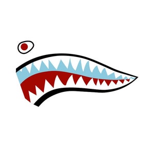 Flying Tigers Shark Mouth Decal - P-40 Warhawk Warbird Nose Art - Multiple Size - High Quality Airplane Stickers