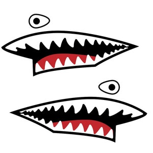 Flying Tigers Shark Mouth Decal - P-40 Warhawk Warbird Nose Art - Multiple Size - High Quality Airplane Stickers