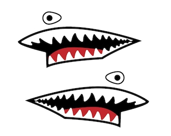 Flying Tigers Shark Mouth Decal - P-40 Warhawk Warbird Nose Art - Multiple Size - High Quality Airplane Stickers